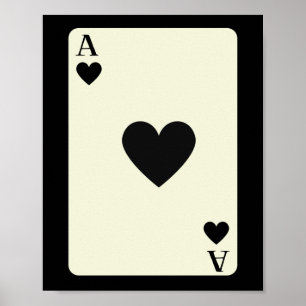 Queen Of Heart Black Ace Card Poster Wall Art 