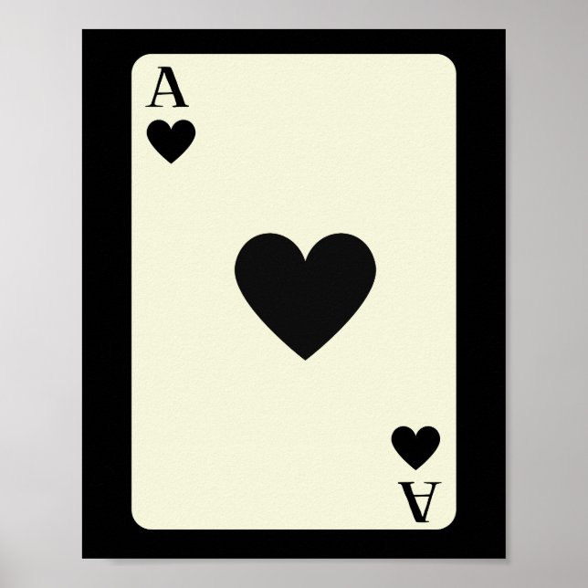 Queen Of Heart Black Ace Card Poster Wall Art  (Front)