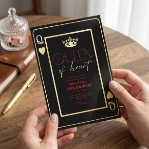 Queen of heart Black Red Gold Birthday Party