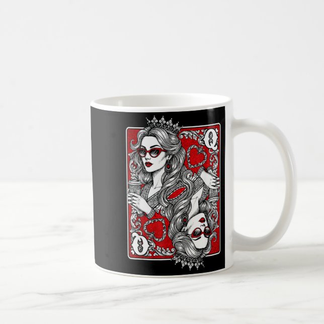 Queen Of Heart Playing Card Coffee Lover Gambling  Coffee Mug (Right)