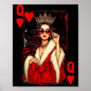 Queen Of Heart Playing Card Love Valentine Outfit Poster