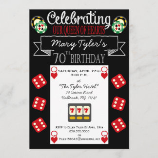 Queen of Hearts 70th Birthday Party Invitation