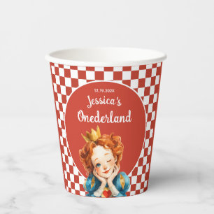 Queen of Hearts Alice in ONEDERLAND 1st Birthday Paper Cups