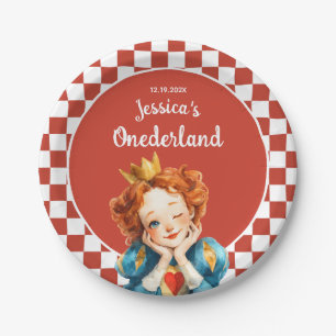 Queen of Hearts Alice in ONEDERLAND 1st Birthday Paper Plate