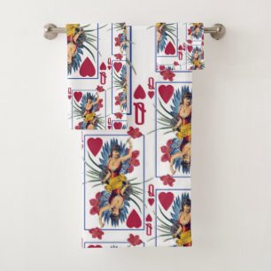 Queen of Hearts and Flowers Bath Towel Set