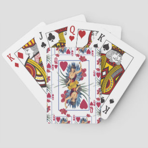 Queen of Hearts and Flowers Playing Cards