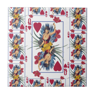 Queen of Hearts and Flowers Tile