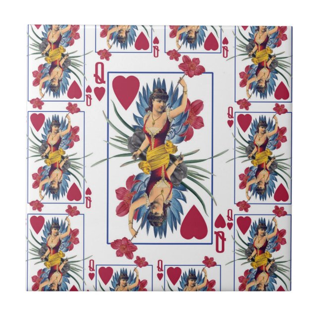 Queen of Hearts and Flowers Tile (Front)