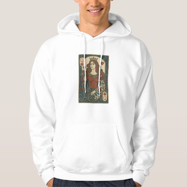 Queen of Hearts — Art Nouveau Rosework Portrait Hoodie (Front)