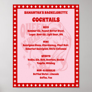 Queen of Hearts Bachelorette Cocktail Menu Sign