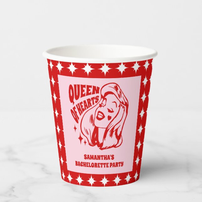 Queen of Hearts Bachelorette Party Cups (Front)