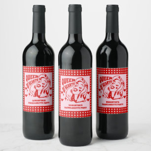 Queen of Hearts Bachelorette Party Wine Label