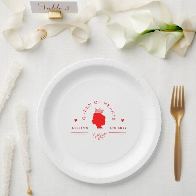 Queen of Hearts Birthday Paper Plate (Wedding)
