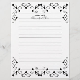 Queen of Hearts - Black Lined Custom Letterhead