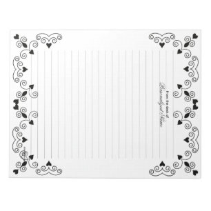Queen of Hearts - Black Lined Notepad
