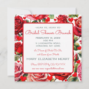 Queen of Hearts Bridal Shower Brunch Square Invitation