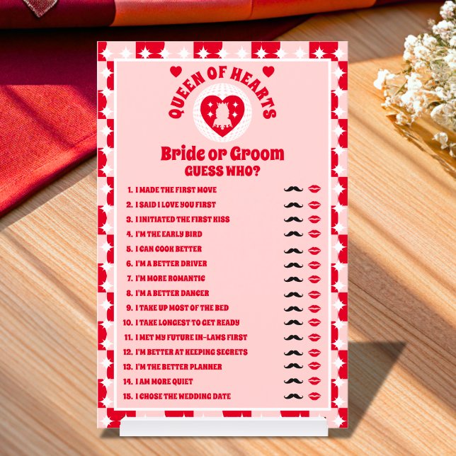 Queen Of Hearts Bride or Groom Shower Game (Party Games)