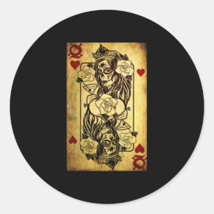 Queen of Hearts Card Old Classic Round Sticker