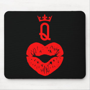 Queen Of Hearts Card Valentine Lips. Valentine Kis Mouse Pad