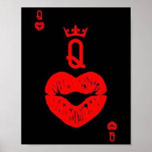Queen Of Hearts Card Valentine Lips. Valentine Kis Poster