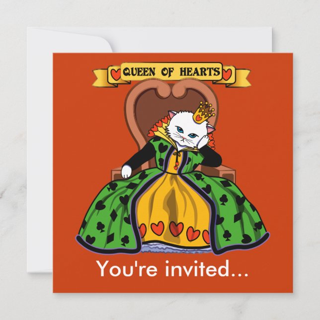 Queen of hearts cat invitation (Front)