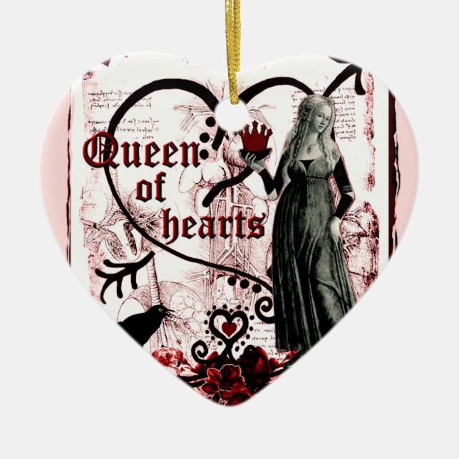 Queen of Hearts Ceramic Tree Decoration (Front)
