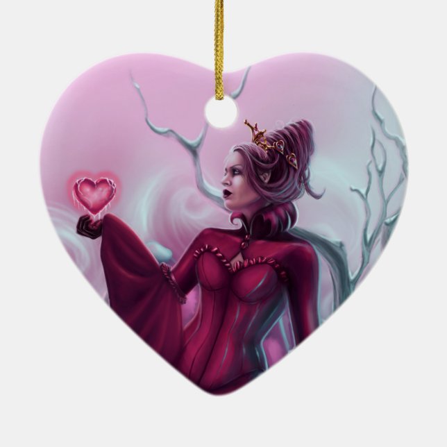 Queen of Hearts Ceramic Tree Decoration (Back)