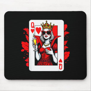 Queen Of Hearts Champagne Lover Womens Ladys Valen Mouse Pad