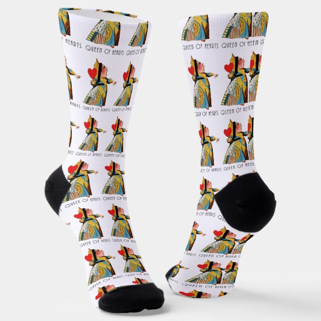 Queen of Hearts Classic Alice in Wonderland Socks (Angled)
