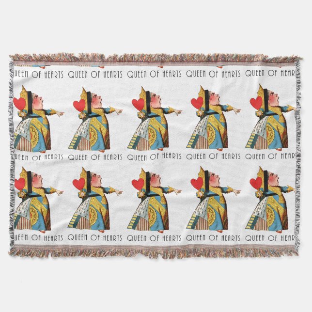 Queen of Hearts Classic Alice in Wonderland Throw Blanket (Front)