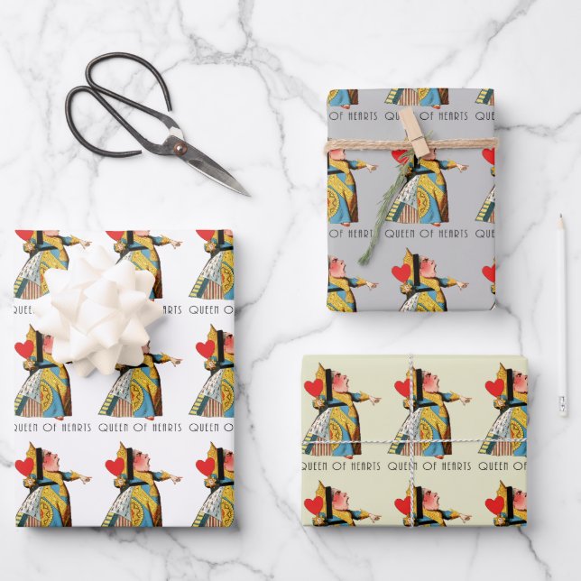 Queen of Hearts Classic Alice in Wonderland Wrapping Paper Sheet (Front)