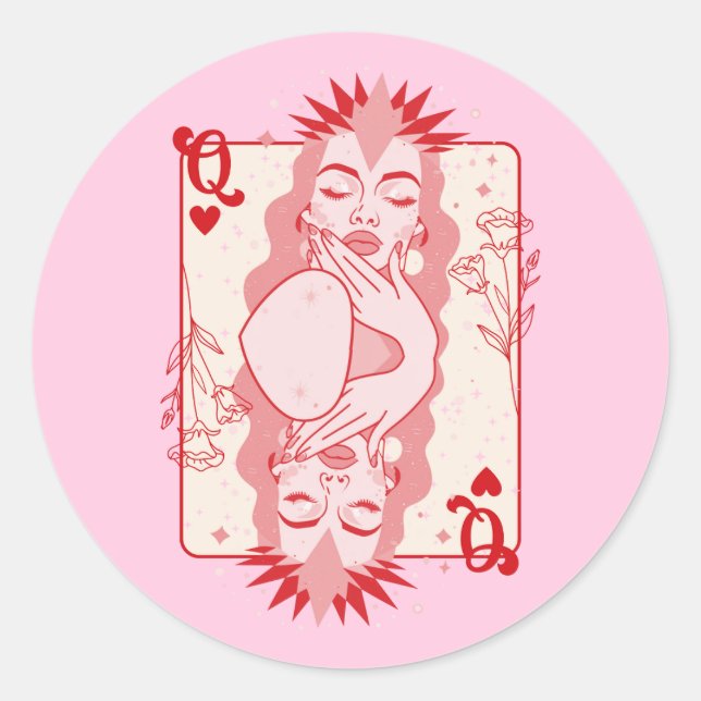 Queen of Hearts  Classic Round Sticker (Front)