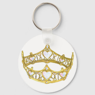 Queen of Hearts crown round keychain