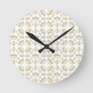 Queen of Hearts Crown Tiara Pattern Wall Clock