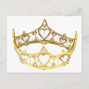 Queen of Hearts crown tiara postcard