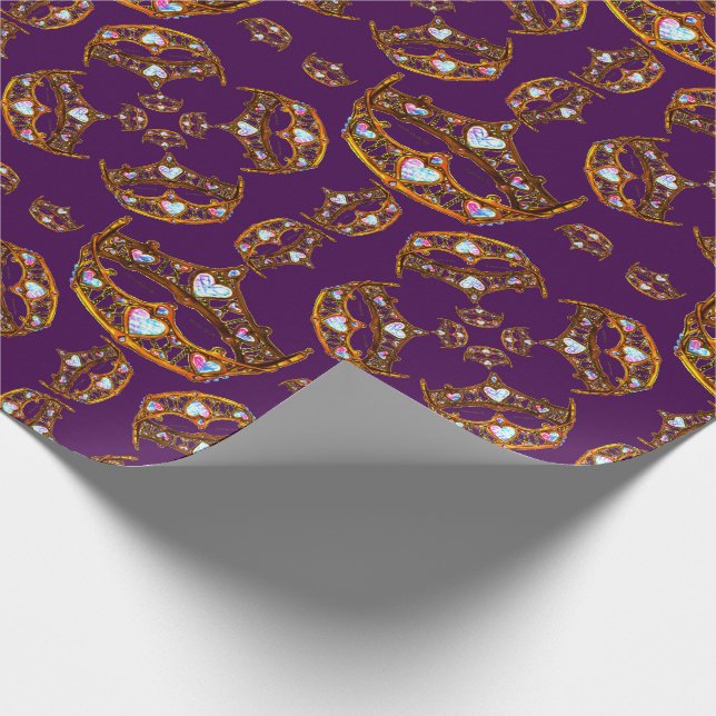 Queen of Hearts crown tiara royal purple gift wrap (Corner)