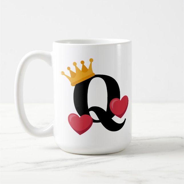 Queen of Hearts Crowned Love Emblem Coffee Mug (Left)