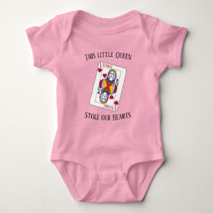 Queen of Hearts Custom Name Playing Card Baby Bodysuit