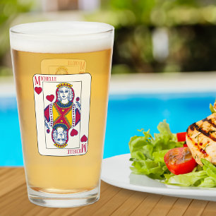Queen of Hearts Custom Name Playing Card Glass