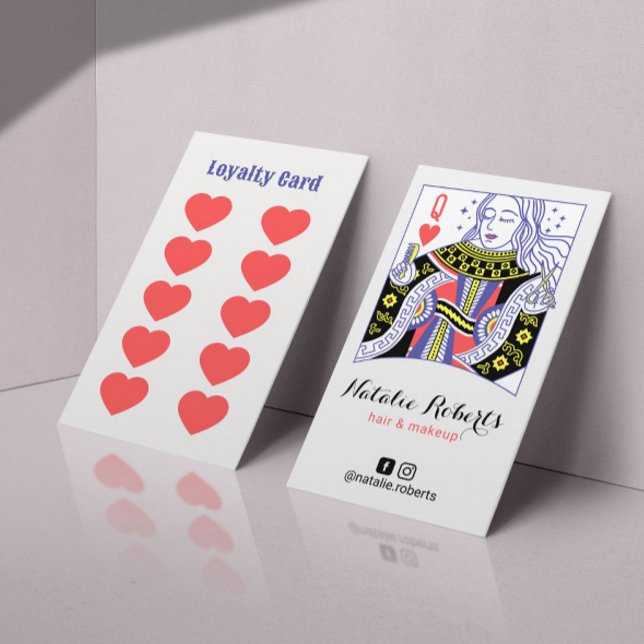 Queen of Hearts Cute Hair Stylist Beauty Salon #2 Loyalty Card (Creator Uploaded)