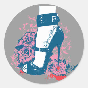 Queen of hearts edgy shoe design classic round sticker