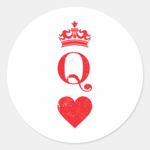 Queen Of Hearts For Women Vintage Poker Playing Ca Classic Round Sticker