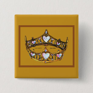 Queen of Hearts Gold Crown Tiara golden button