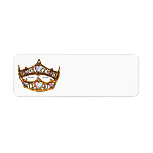 Queen of Hearts Gold Crown Tiara white Return Address Label