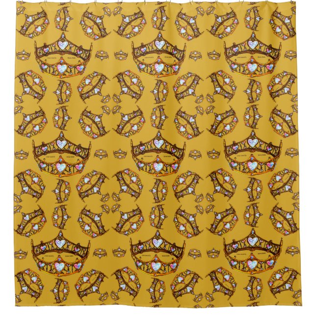 Queen of Hearts Gold Crown Tiaras gold Shower Curtain (Front)