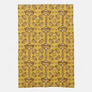 Queen of Hearts Gold Crown Tiaras gold Tea Towel