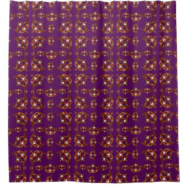 Queen of Hearts Gold Crown Tiaras royal purple Shower Curtain (Front)