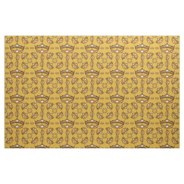 Queen of Hearts gold crowns and tiaras gold fabric (Fat Quarter)