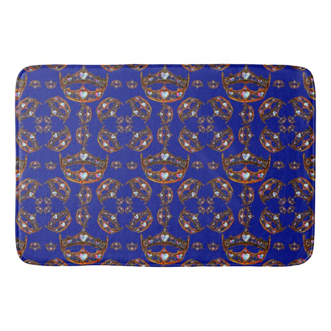 Queen of Hearts Gold Crowns tiaras iris bath mat (Front)