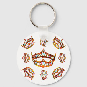 Queen of Hearts Gold Crowns Tiaras white keychain